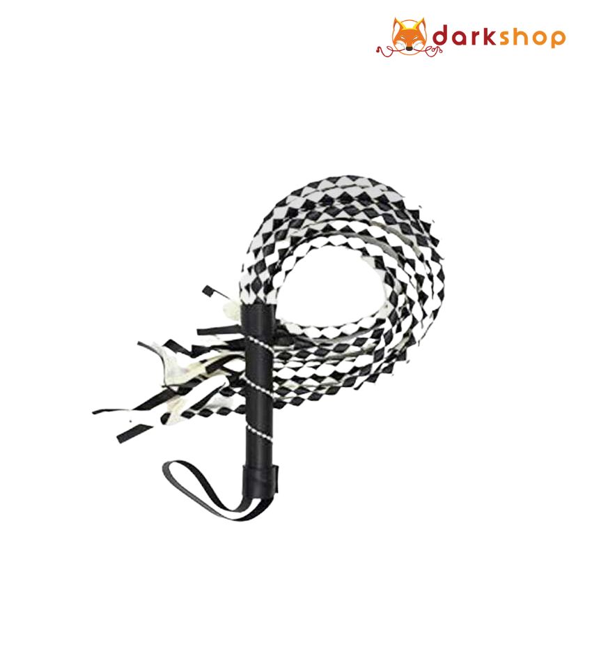 Soft Genuine Leather Flogger and Whips With Handle Floggers Black And White