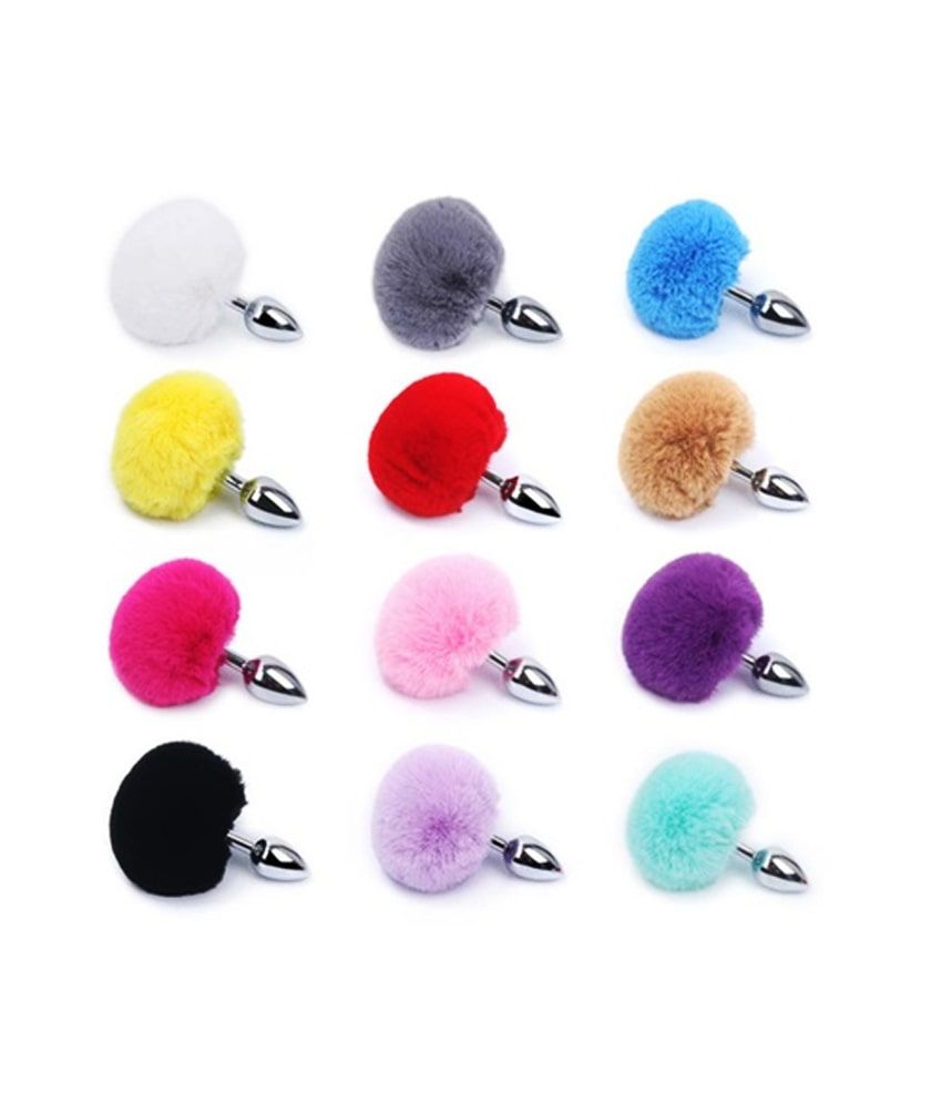 Steel Anal Butt Plug With Rabbit Tail