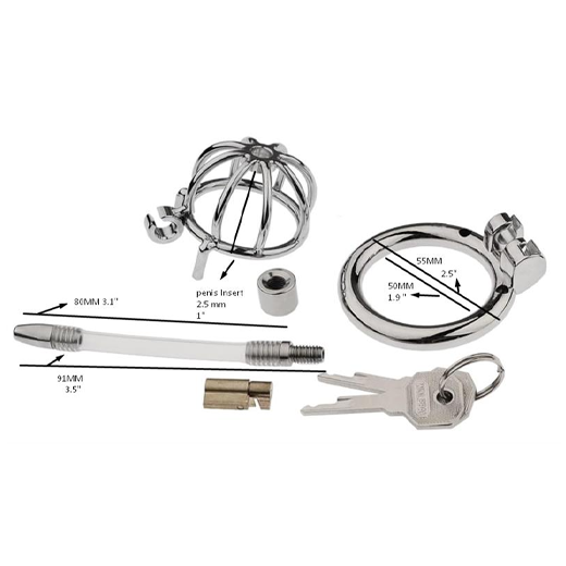 Tomi Stainless Steel Male Chastity Cock Cage With Urethral Tube For Men