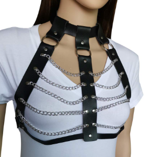 Leather suspender Body Harness Chain Bra Bralette