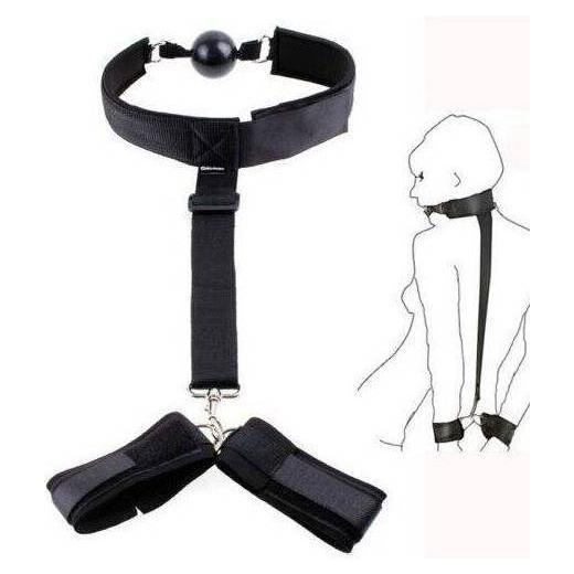 Collar Ring Mouth Gag & Handcuffs Restraints
