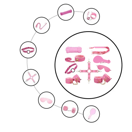 9 Pcs Luxury Pink BDSM Kit
