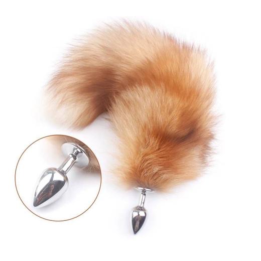 Gold Fox Tail Anal Plug Stainless Steel