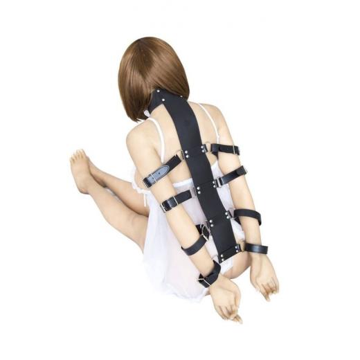 Leather Handcuffs Neck Sleeves Binding Back Tied Hands