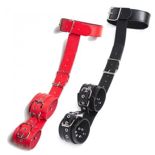 Leather Neck Collar & Hand Restraint Wrist Cuffs