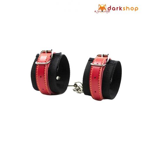 Red and Black Nylon Bondage Wrist Cuffs