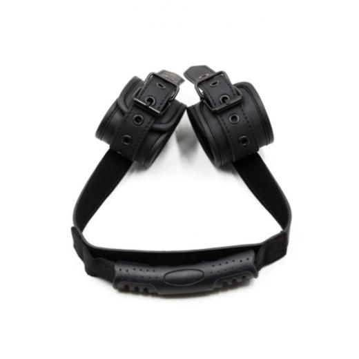 Leather Handcuffs With Traction Handle Fetish For Woman Couples