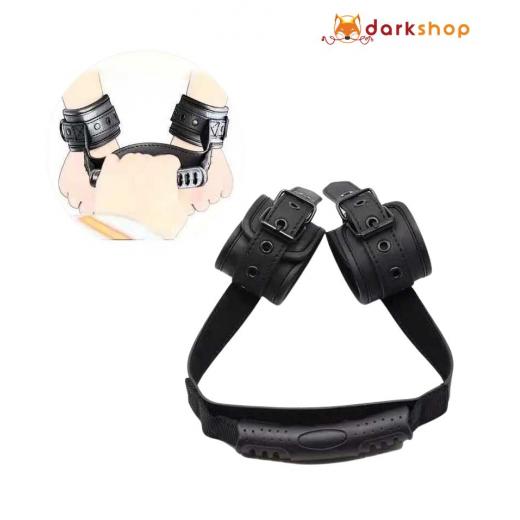 Leather Handcuffs With Traction Handle Fetish For Woman Couples