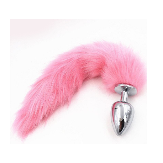 Pink tail butt plug fox tail