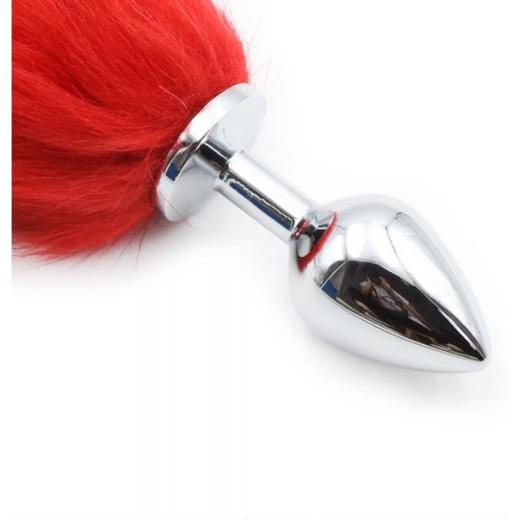 STAINLESS STEEL RED FOX TAIL BUTT PLUG
