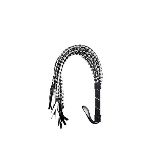 Soft Genuine Leather Flogger and Whips With Handle Floggers Black And White
