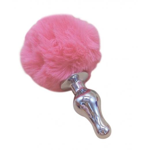 Curved Metal Bunny Faux Tail Butt Plug