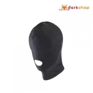 Bondage BDSM Hood Fetish Locking Open Mouth Mask (Black)