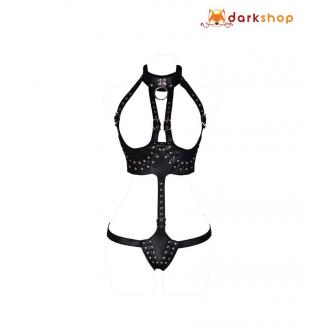 Leather Harness Overbust Corset Bustier Bondage