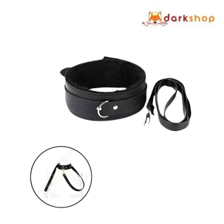 Black Collar with Leash Fetish BDSM Dog Slave
