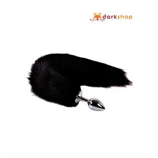 Black Fox Tail Anal Plug Stainless Steel