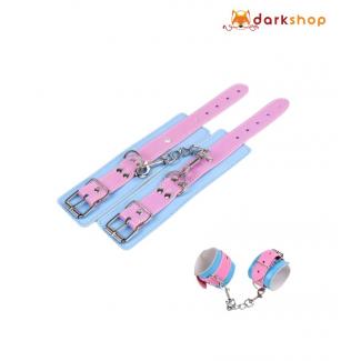 Bondage Restraints Blue and Pink PU Leather Hand Cuffs