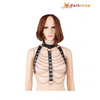 Leather suspender Body Harness Chain Bra Bralette