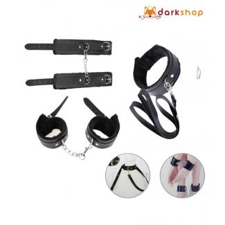 New Luxury Dog Slave Handcuff With Leg Spreader Ankle Cuffs Kit