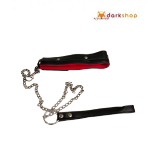 Pu Leather Collar and Chain Leash Set