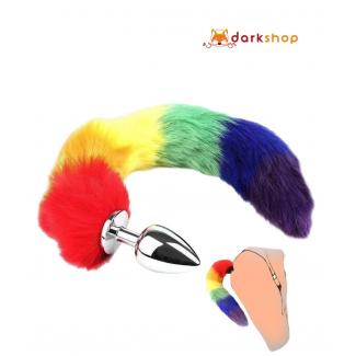 Rainbow Fox Tail Stainless Steel Anal Plug