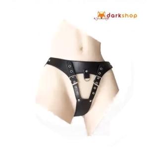 Sexy Leather Whip Female Briefs Chastity Belt