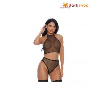 Erotic Black See Through Panty Bra Set