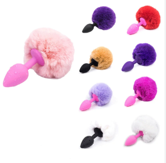 Anal Plug With colored Rabbit Tail