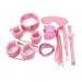 Pink & Black 8 Pcs set BDSM Bondage Kit Handcuffs