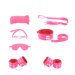 Pink & Black 7 Pcs set BDSM Bondage Kit Handcuffs